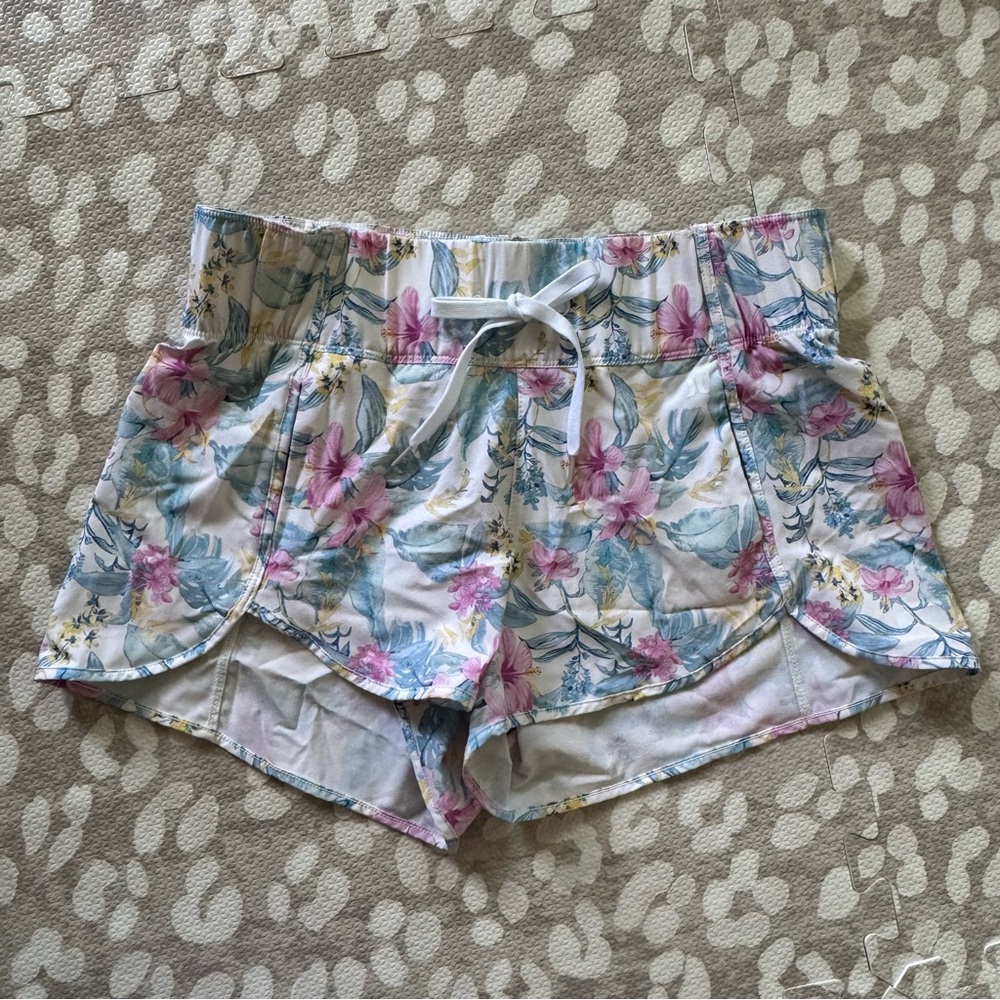LoveShackFancy Floral Shorts Pink and Blue